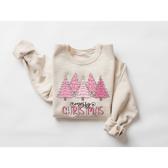 Gildan Other - Pink Tree Christmas Sweatshirt Christmas Sweatshirt Christmas Tree Sweatshirt
